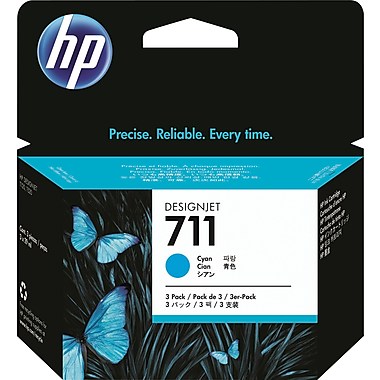 HP 711 (CZ134A) 3-Pack Cyan Original Ink Cartridges (3 x 29 ml)