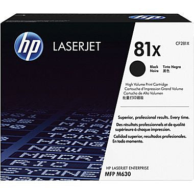 HP 81X (CF281X) LaserJet Enterprise M605 M606 Flow MFP M630z Enterprise MFP M630 High Yield Black Original LaserJet Toner Cartridge (25000 Yield)